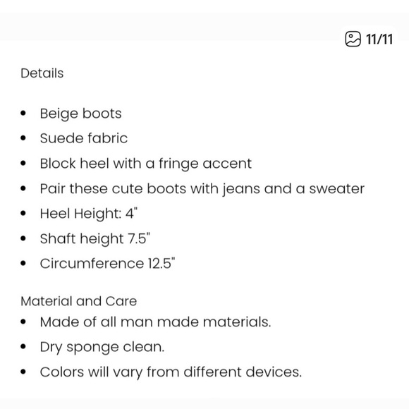 Soda Nelly Beige Fringe Suede Western cowgirl Block Heel Boots Women's Size 7.5 - Picture 10 of 10